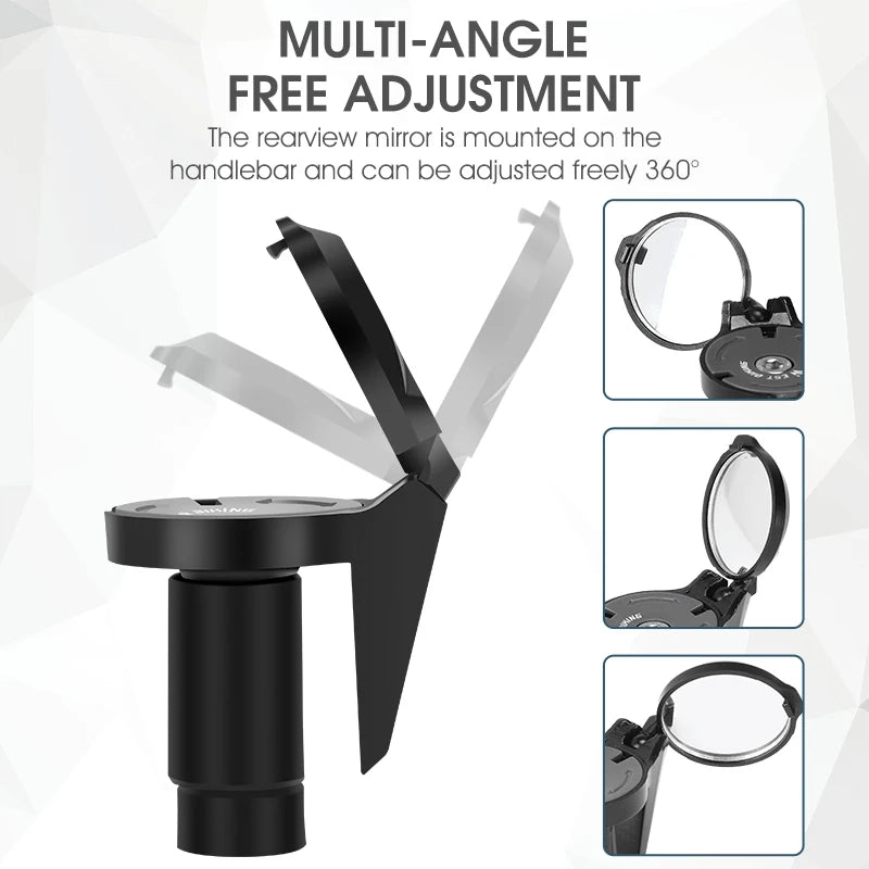 Multi-angle free adjustment WEST BIKING Bicycle Rear view Mirror with 360-degree capability on a white background
