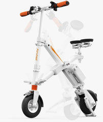 Airwheel E6 folding electric bike white side view with orange accents