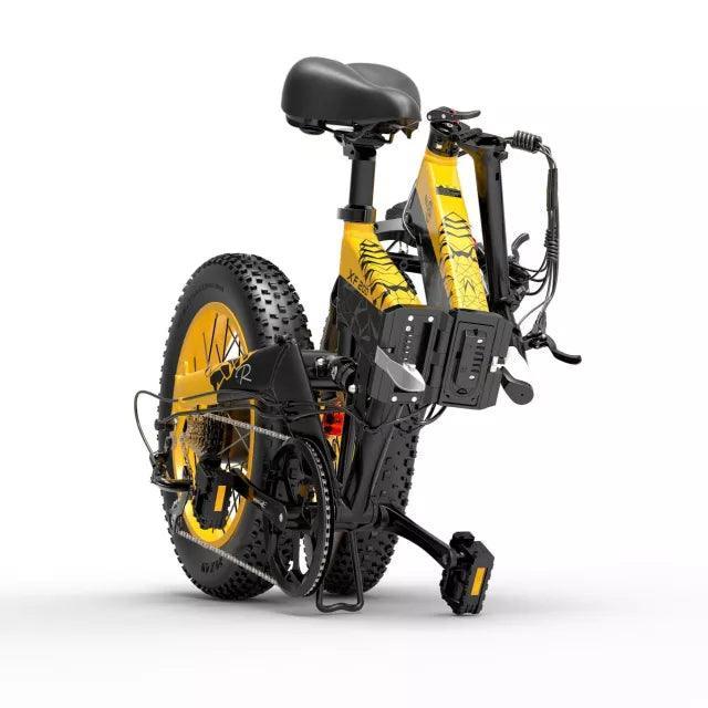 Bezior XF200 electric bike yellow folded side view