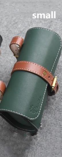 Green Bicycle bag handmade leather rainproof riding bag handlebar saddle bag fit brompton road bike MTB PU leather tool bag - Pogo Cycles