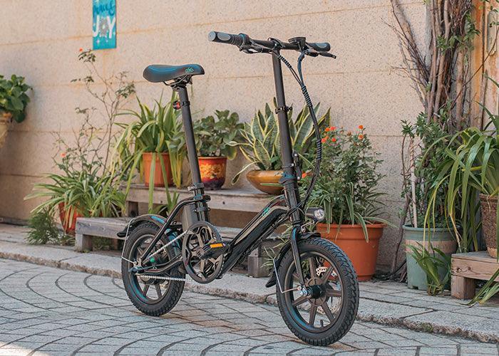 Fiido D3 Pro electric bike black side view with mudguard and light outdoors