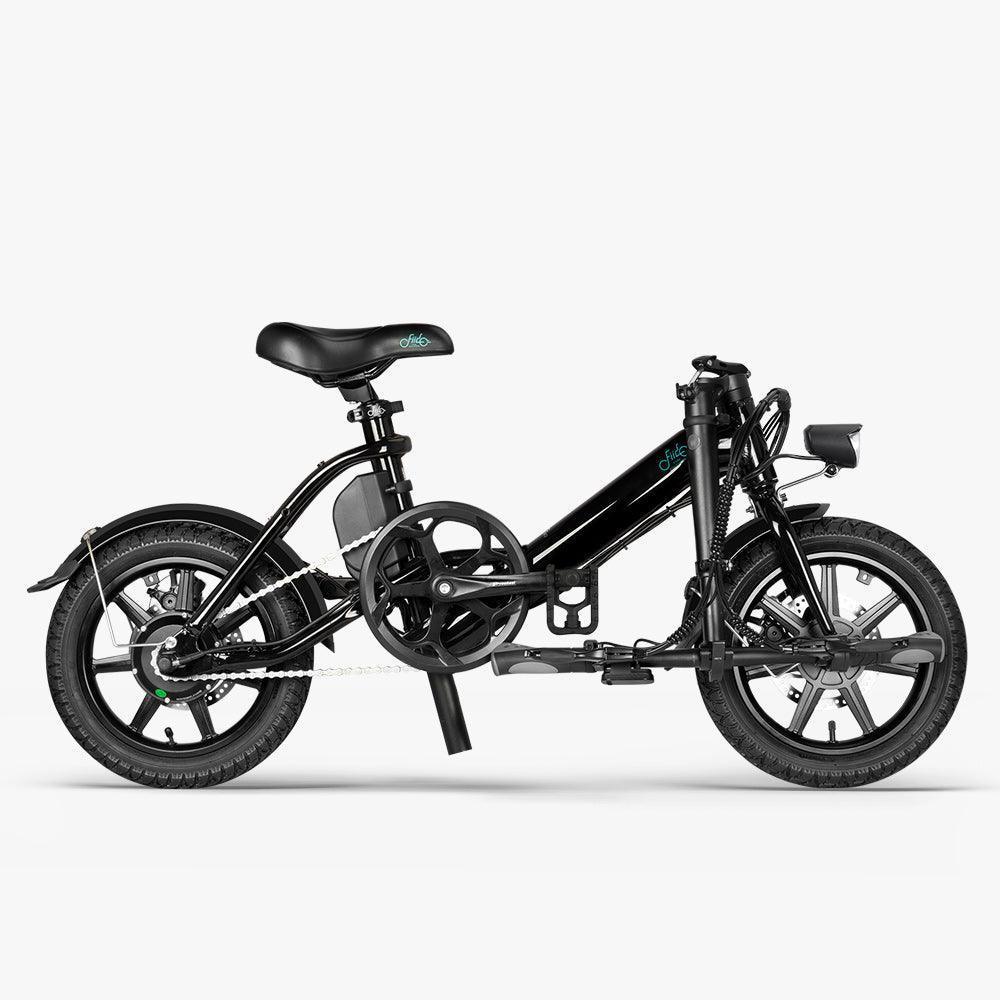 Fiido D3 Pro electric bike in black, side view with mudguards and front light