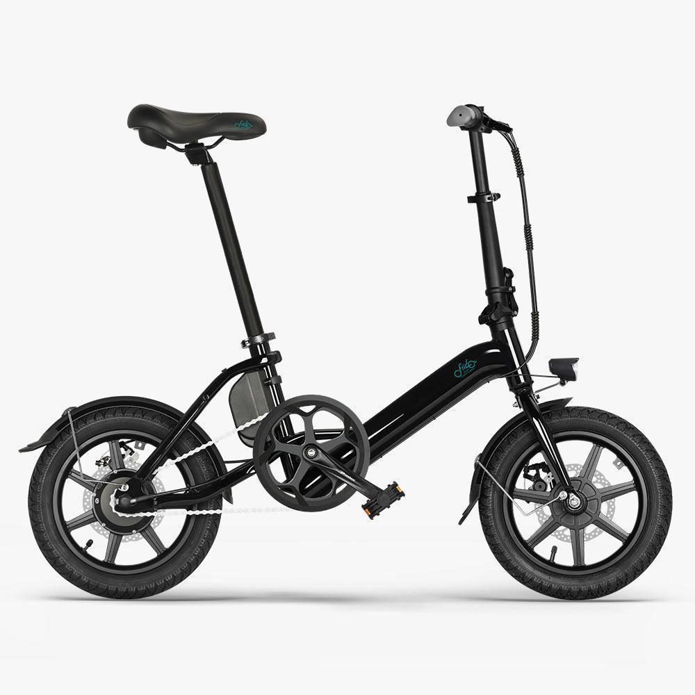 Fiido D3 Pro electric bike in black, side view with mudguards and front light