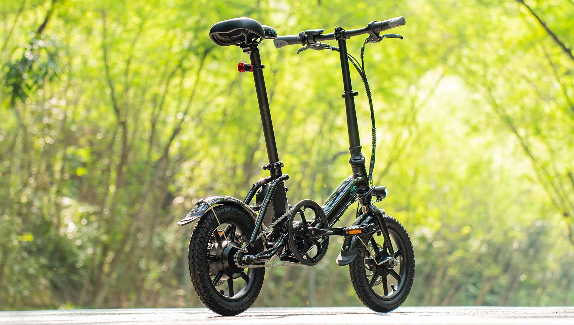 Fiido D3 Pro electric bike black side view with mudguard and light outdoors