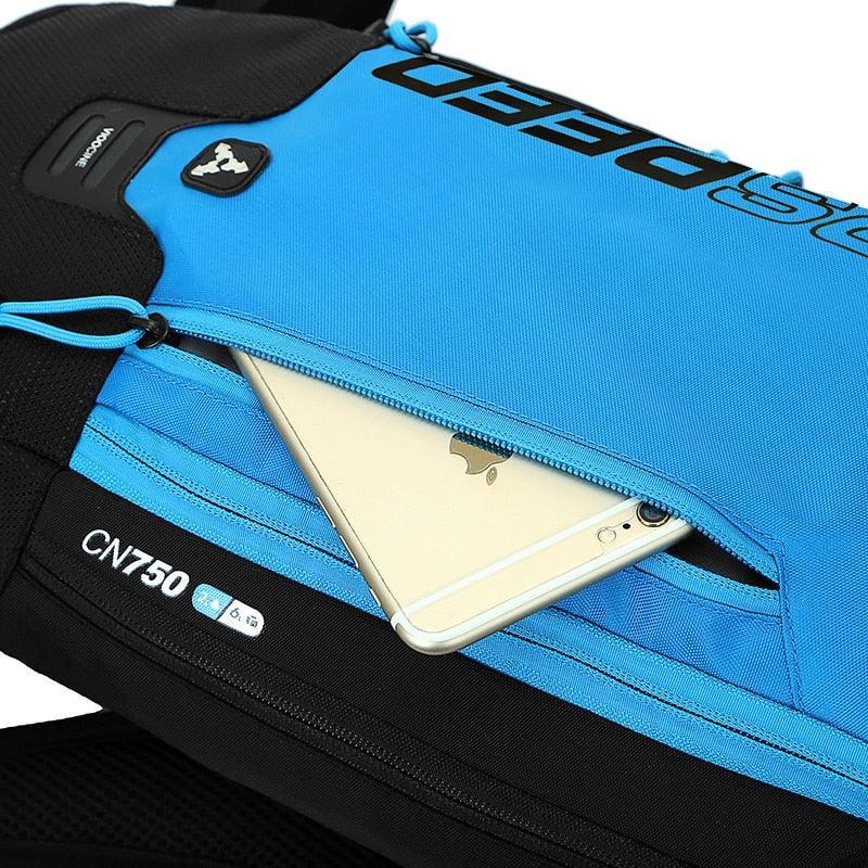 Zip view of INOXTO 6L Cycling Bag Men's Women Riding Waterproof Breathable Bicycle - Blue Backpack - Pogo Cycles