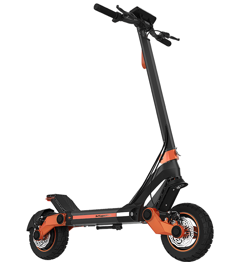 Kukirin Kugoo G3 electric scooter in black and orange, side view