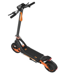 Kukirin Kugoo G3 electric scooter in black and orange, side view showing digital display and deck