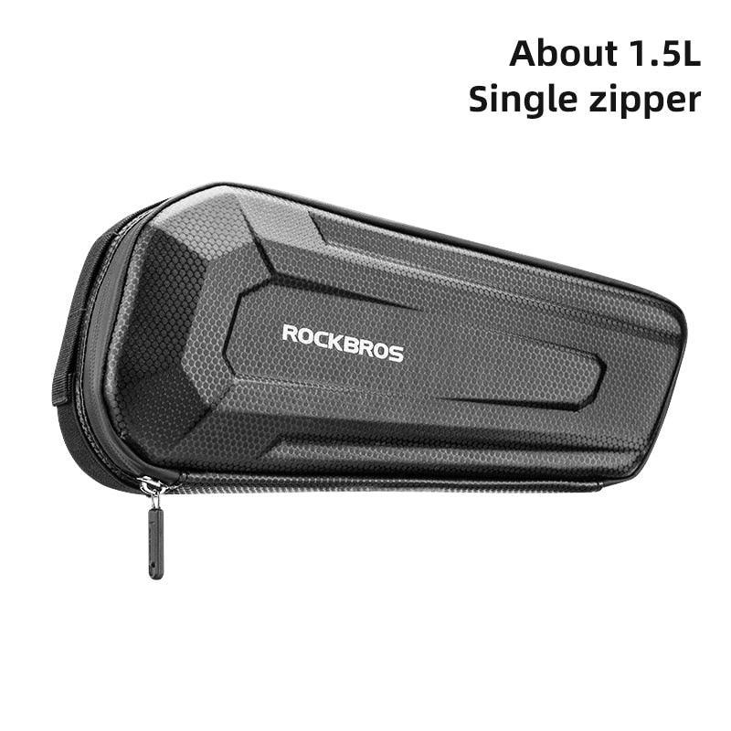 ROCKBROS Hard Shell Bicycle Bag MTB Road Bike Bag Carbon Pattern Waterproof Top Tube Bag Cycling Saddle Bag 1.5L High Capacity - Pogo Cycles