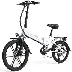 SAMEBIKE 20LVXD30 II electric bike in white, side view showing frame and wheels
