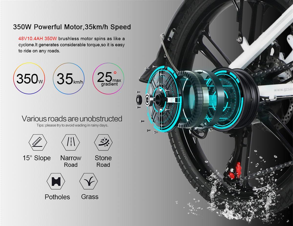 SAMEBIKE 20LVXD30-II electric bike rear wheel motor close-up with internal components exposed