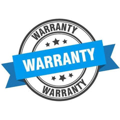 Warranty badge graphic with blue ribbon and stars, symbolizing product support and repair.